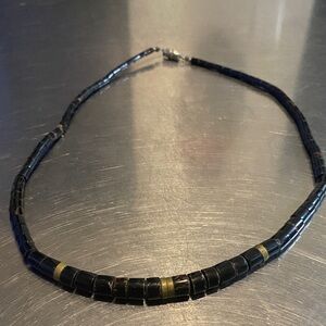 black heishi beaded necklace